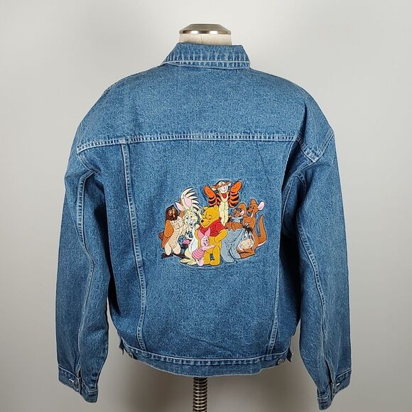 NWOT! 90s DISNEY Winnie the Pooh & Friends Embroidered Denim Jean Jacket Size XL - Picture 4 of 14